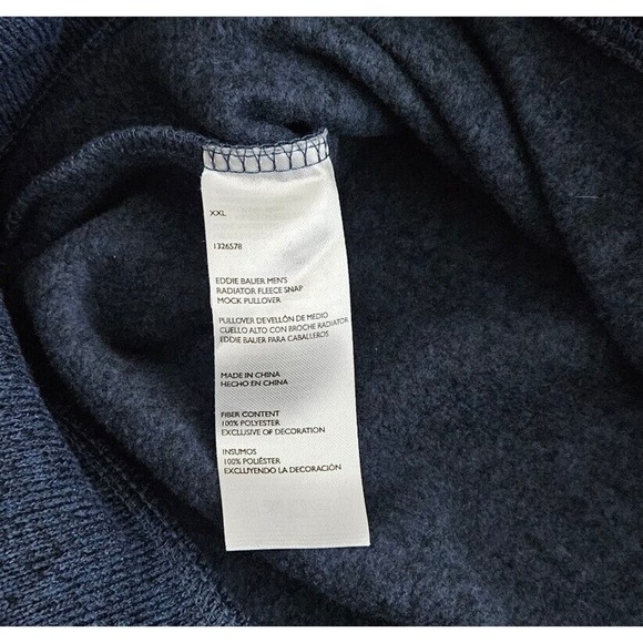 Eddie Bauer Sweater Mens 2XL Radiator Fleece Snap-T Mock Pullover Heathered Blue - Picture 3 of 6